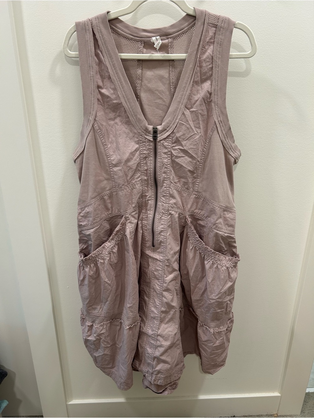 Daily Practice by Anthropologie Zipper Pocket Utility Mini Dress in Dusty Rose